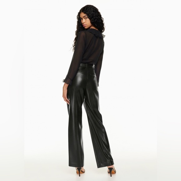 Aritzia Wilfred Effortless Pant High-Waisted Vegan Leather Pants - Size 4 - Picture 5 of 9